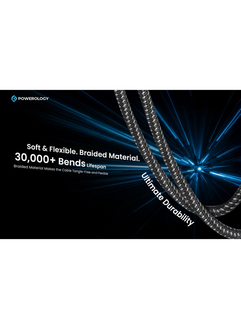 باورولوجي كابل شاحن آيفون 30 سم [معتمد من MFi] كابل USB C إلى لايتنينغ مضفر، شحن سريع مع توصيل الطاقة PD 60W، كابل شحن آيفون لهواتف آيفون 14/14 برو/14 بلس/14 برو ماكس، آيباد برو، وآيفون 8-13 جميع السلاسل. - Image 5